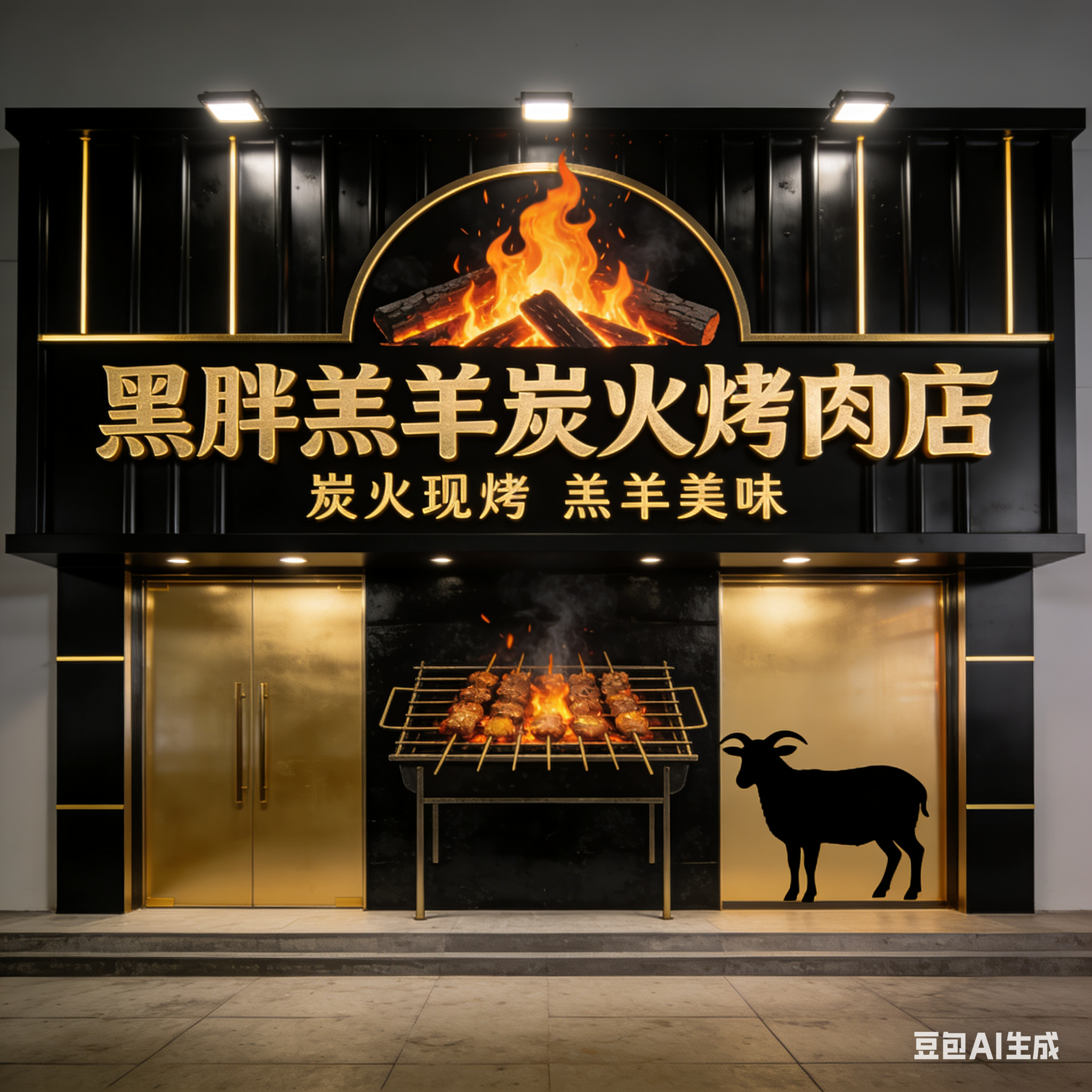 黑胖羔羊炭火烤肉店。قاراپاقلان (يىشىل قارغايدىكى دۇككان)